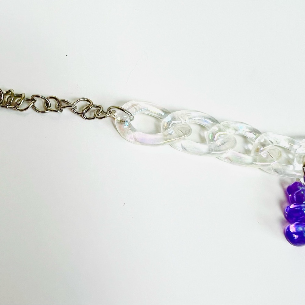 NWT Iridescent Clear Holographic Chain Block Purple Sparkle Gummy Bear Bracelet - Picture 7 of 7